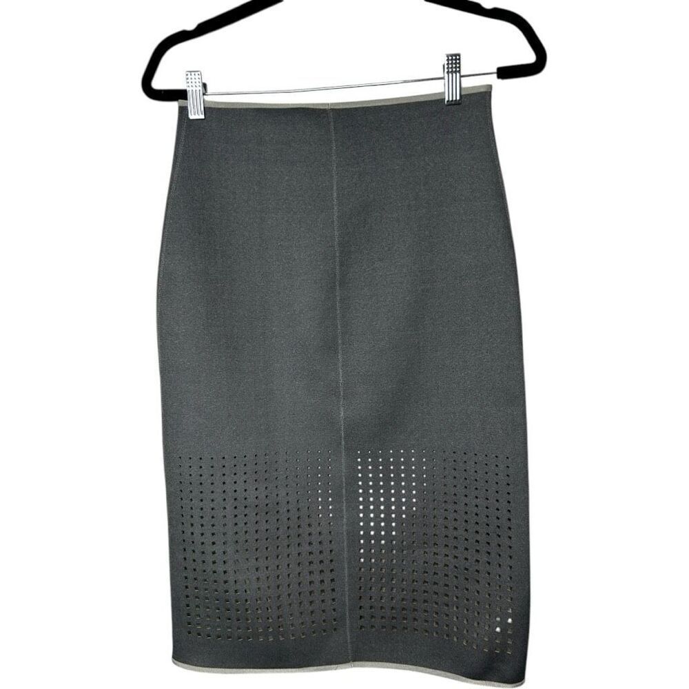Clover Canyon Laser Skirt Size M Gray Neoprene Pencil Business Professional - Picture 6 of 13